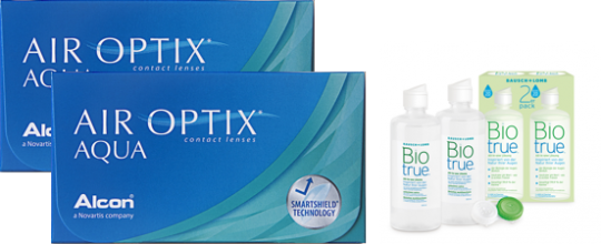 2x Air Optix Hydra Glyde 6er-Box + 2x Biotrue 300 ml 